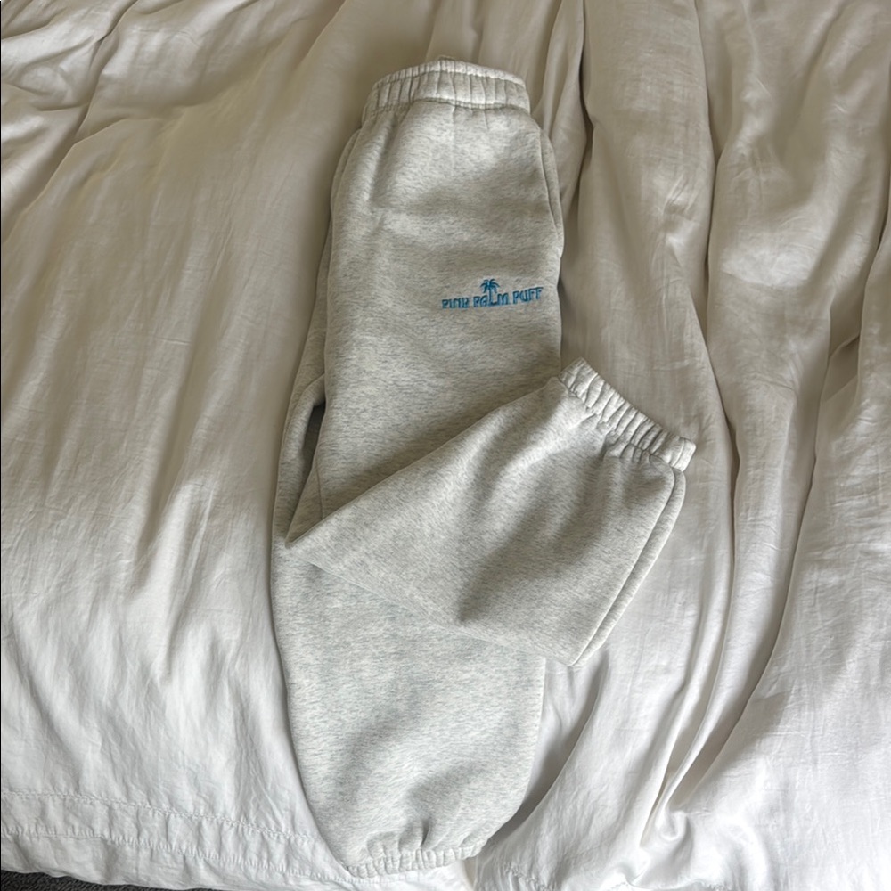 Gray Sweatpants with Blue Logo